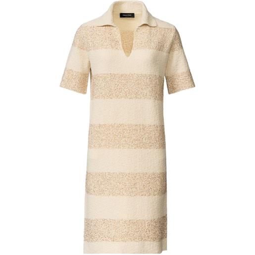 Fabiana Filippi abito con colletto a righe - toni neutri