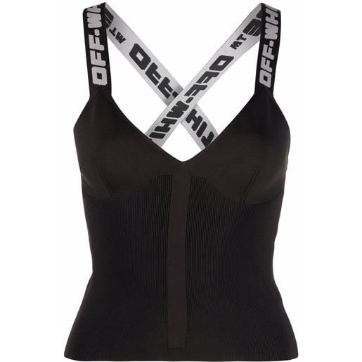 Off-White top con banda logo - nero