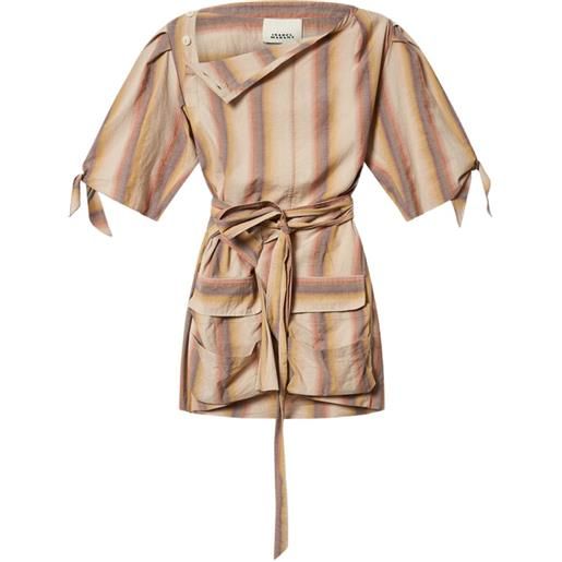 ISABEL MARANT abito corto mariza a righe - toni neutri