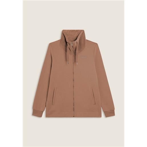Freddy felpa con zip e collo alto in velluto marrone da donna