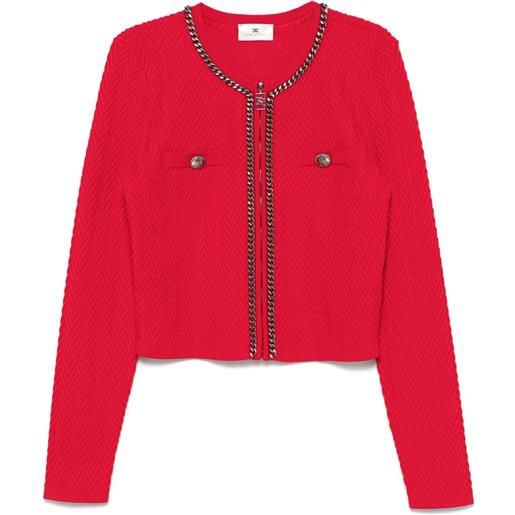 Elisabetta Franchi cardigan con motivo a spina di pesce - rosso