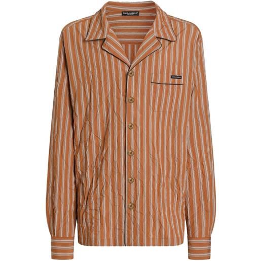 Dolce & Gabbana camicia a righe con applicazione - arancione
