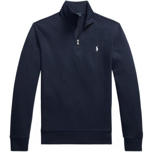 Polo Ralph Lauren felpa con ricamo e zip a 3/4 - blu
