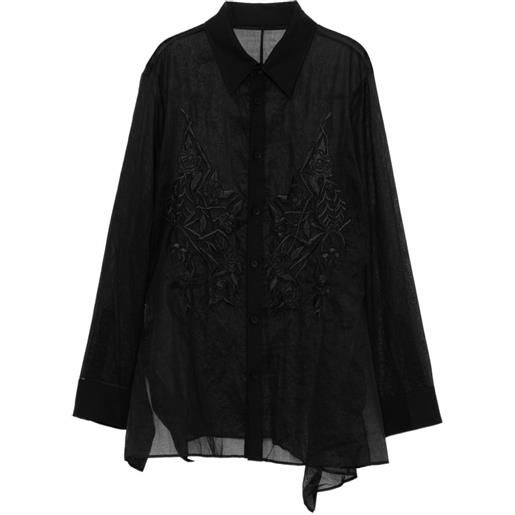 Yohji Yamamoto camicia con orlo svasato - nero