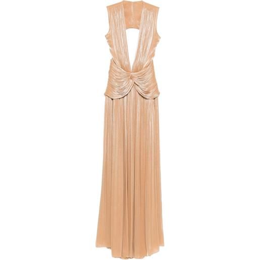 Costarellos abito lungo lurex gecrgette con cut-out - toni neutri