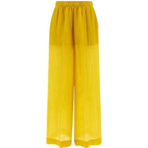 Nude pantaloni a palazzo con vita elasticizzata - giallo