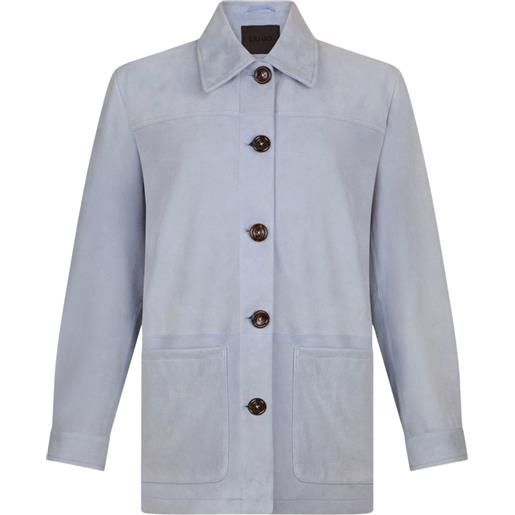 LIU JO giacca in pelle scamosciata con bottoni - blu