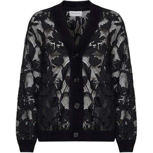 ERMANNO FIRENZE cardigan con motivo a fiori - nero