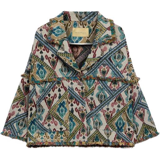 MOMONÌ giacca cantadora con frange - toni neutri