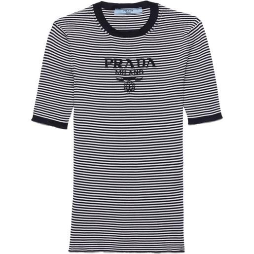 Prada maglione a righe in seta - blu
