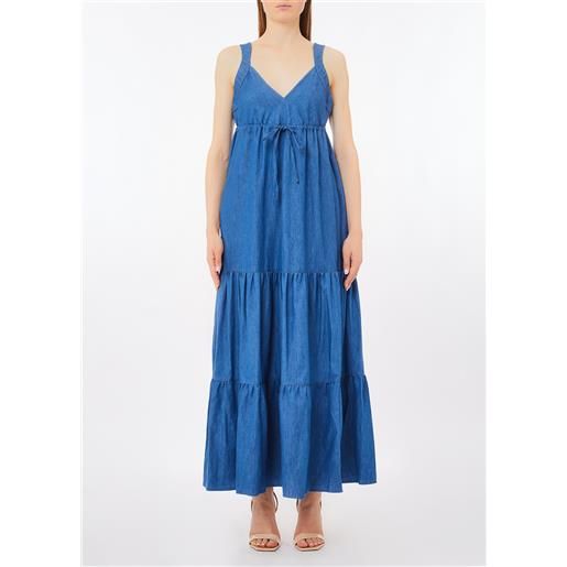LIUJO liu jo abito lungo in denim leggero, denim blu