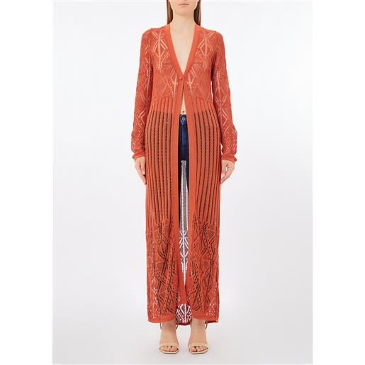 LIUJO liu jo cardigan in crochet, terracotta