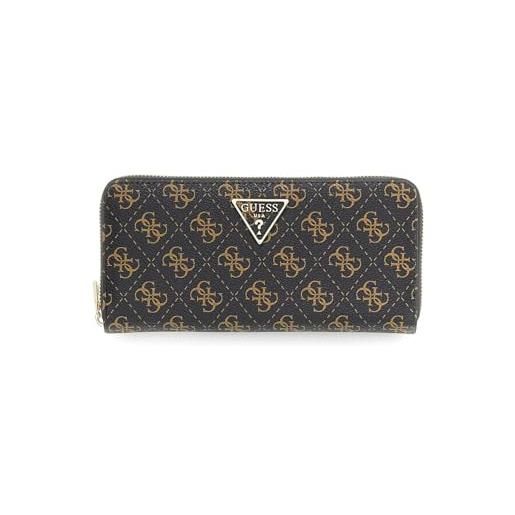 GUESS portafoglio laurel ii slg large zip around wallet brown logo marrone scuro