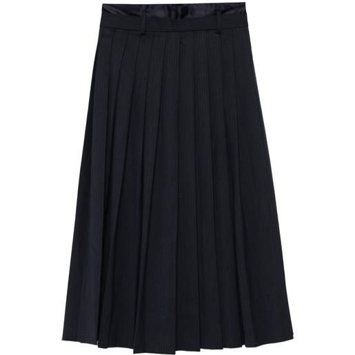 SANDRO gonna plissettata con motivo gessato - blu