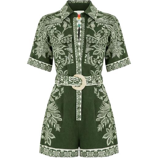 FARM Rio tuta corta a fiori - verde