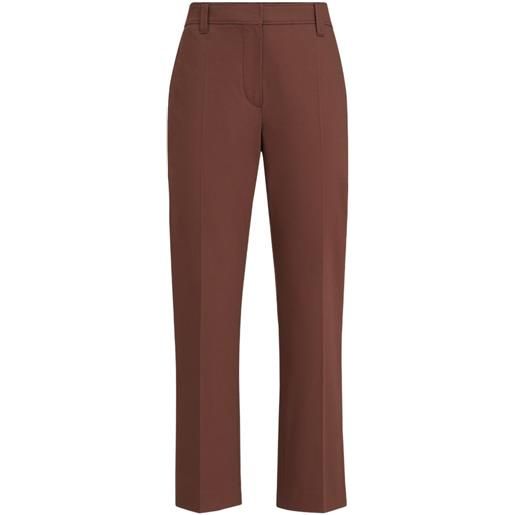 Brunello Cucinelli pantaloni di sigaretta in twill di cotone elasticizzato con decorazione monili. - marrone