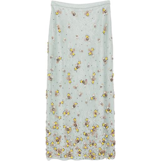 Costarellos gonna midi con decorazione a fiori - verde