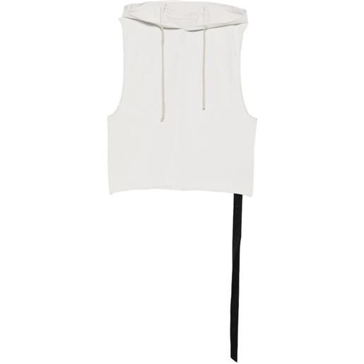 Rick Owens DRKSHDW felpa smanicata con cappuccio - bianco