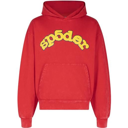 SP5DER felpa og logo con cappuccio - rosso