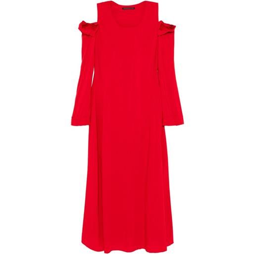 Yohji Yamamoto abito lungo con maniche arricciate - rosso