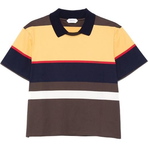 Versace polo a righe con colletto a punta - marrone