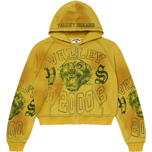 Vale felpa con cappuccio e zip - giallo