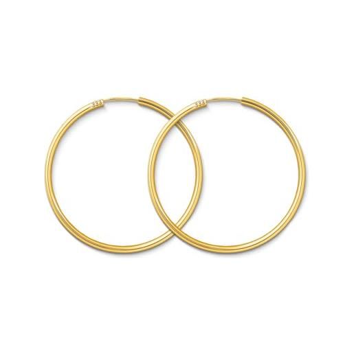 Orecchini A Cerchio Tubolari In Oro Giallo 14K – Finitura Lucida E Chiusura A Molla – Disponibili In Varie Misure
