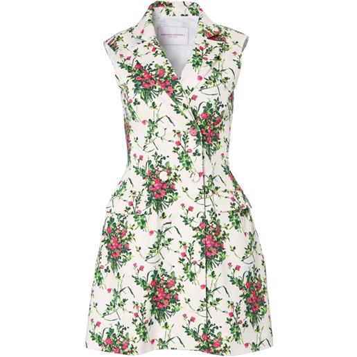 Carolina Herrera abito a fiori con revers a lancia - bianco