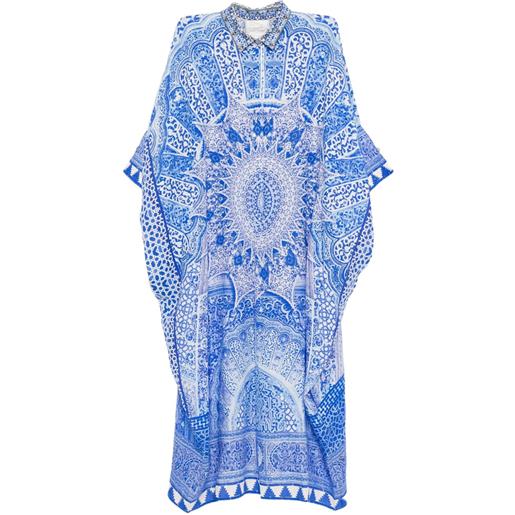 Camilla abito con stampa grafica - blu