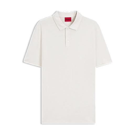 HUGO polo slim fit in cotone intrecciato a filo irregolare, bianco