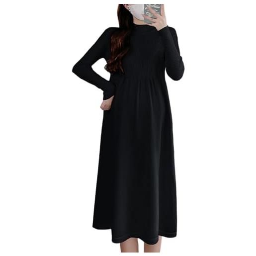 REITINGE vestito premaman maglione per donne incinte, dolcevita, maniche lunghe, lavorato a maglia, abito a linea, vestiti per gravidanza, vestiti per donne inverno autunno, nero , b