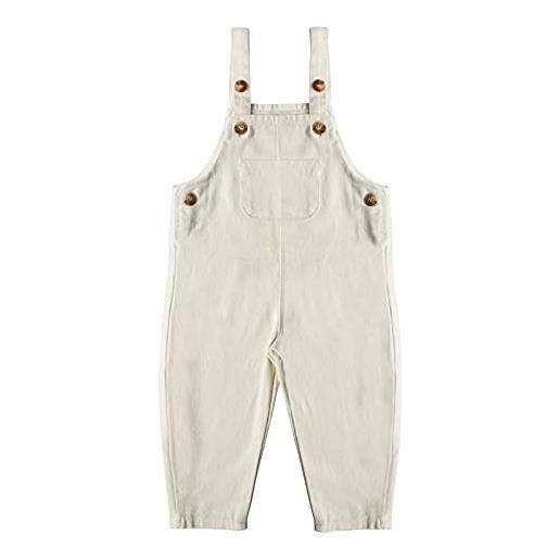 JWWN salopette in denim per bambini, vestibilità comoda, per bambini e bambine, in morbido cotone, 3-8 anni, beige, 7 anni