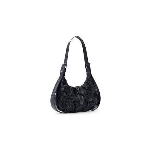 Borsa A Tracolla Donna In Poliuretano 27x20x9 Cm – Nero E Marrone, Con Zip E Tasche Multiple, Artigianale