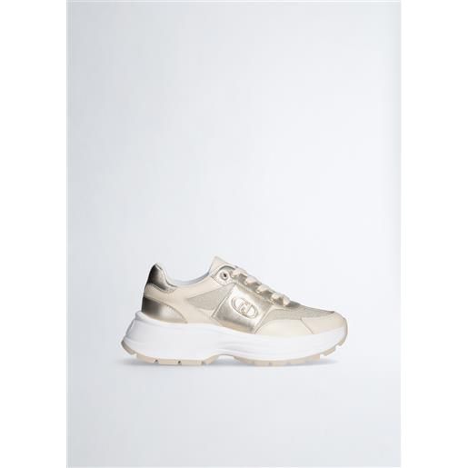 LIUJO liu jo sneakers in pelle e lurex, oro