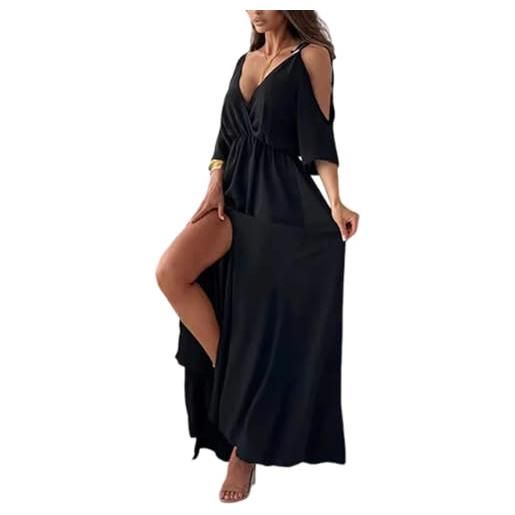 Avanise abito elegante, sexy con scollo a v con spacco laterale da donna, maxi abito con scollo a v profondo e spacchi laterali sexy per abiti lunghi