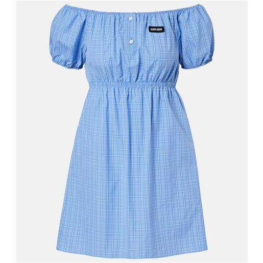 Miu Miu abito corto in popeline di cotone a quadri