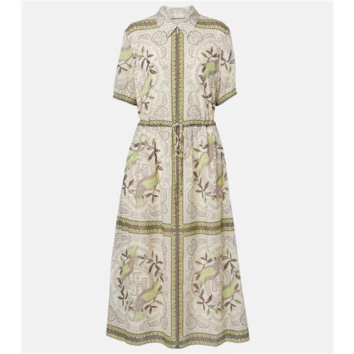 Tory Burch abito midi in seta e cotone con stampa