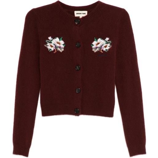 SHUSHU/TONG cardigan con perline - rosso