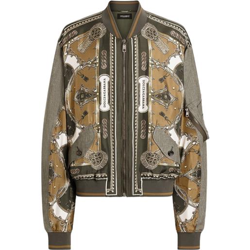 Dolce & Gabbana giacca a fantasia con zip - verde