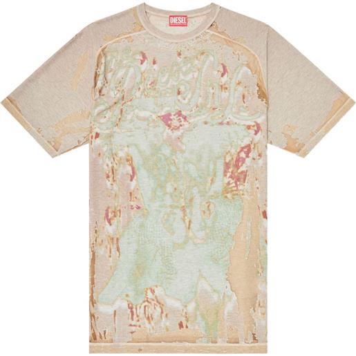 Diesel t-shirt in jersey con stampa devoré - toni neutri