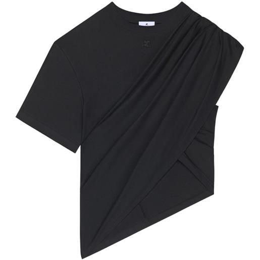 Courrèges t-shirt asimmetrica drappeggiata - nero