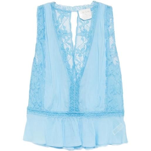 Forte Forte top con inserti in pizzo - blu
