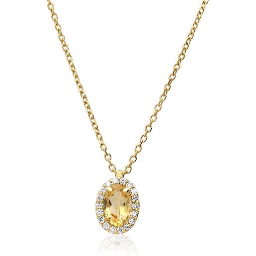 LUXURY MILANO collana halo in oro con quarzo citrino