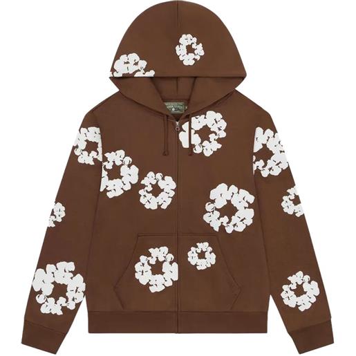 Denim Tears felpa con zip e cappuccio - marrone