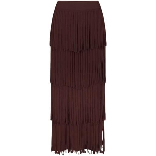 Simon Miller gonna midi za za con frange - marrone