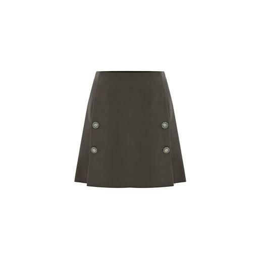 Kocca - gonna corta con bottoni decorati donna, tinta unita, colore: verde militare, modello: a25pgo7682abun3456, taglia: 40