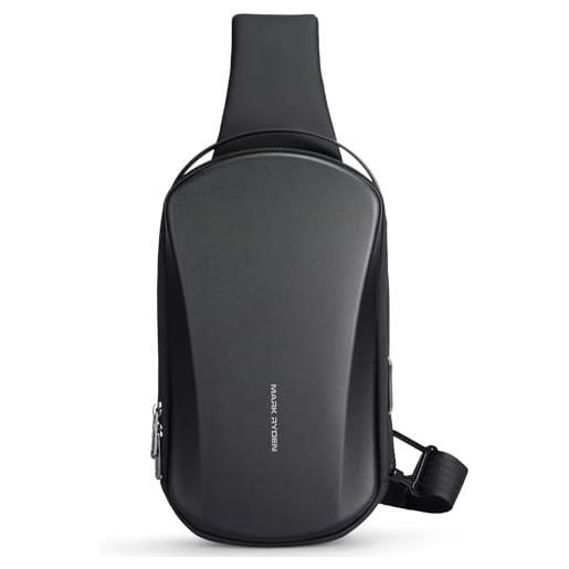 SUKUTU Borsa A Tracolla Uomo In Pelle Sintetica – Impermeabile, Con Scomparti, Regolabile, Per IPad 7.9'' (Nero, 17x31x5 Cm) - 2