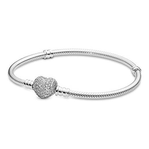 PANDORA icons bracciale in argento con chiusura a forma di cuore e zirconi cubici, 18