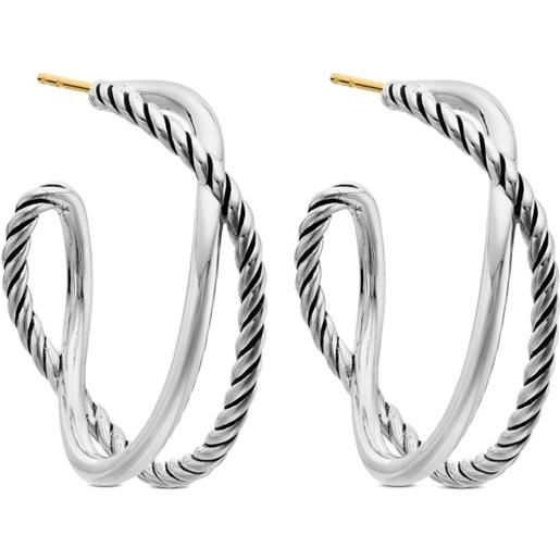 David Yurman orecchini a cerchio crossover in argento sterling (33,7mm)