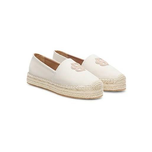 BOSS espadrillas in tela con monogramma double b, colore neutro